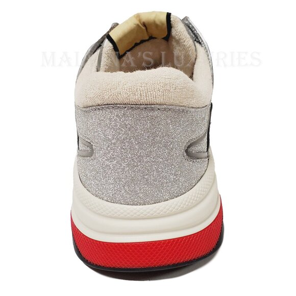 GUCCI SNEAKERS MENS ULTRAPACE SILVER LEATHER SHOES w LOGO - Picture 9 of 15